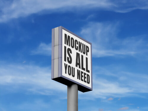 Standing Square Billboard Free Mockup