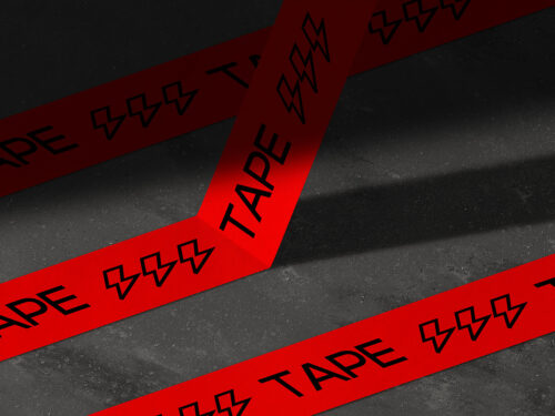 Tape Mockup Glued to the Floor Free Mockup