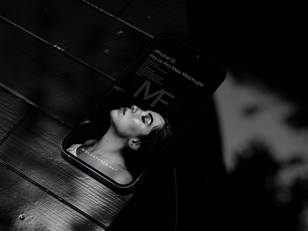 iPhone 15 Dark Shadowy Free Mockups