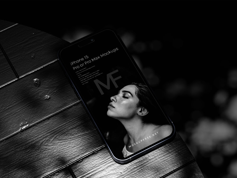 iPhone 15 Dark Shadowy Free Mockups