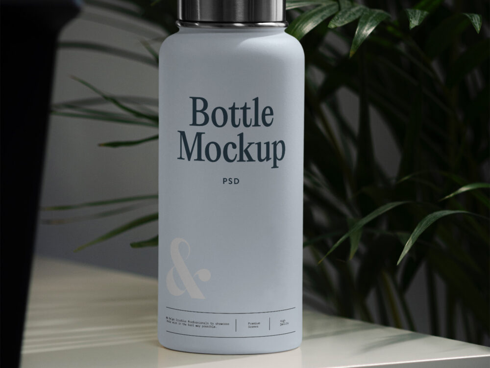 Bottle on Table Free Mockup
