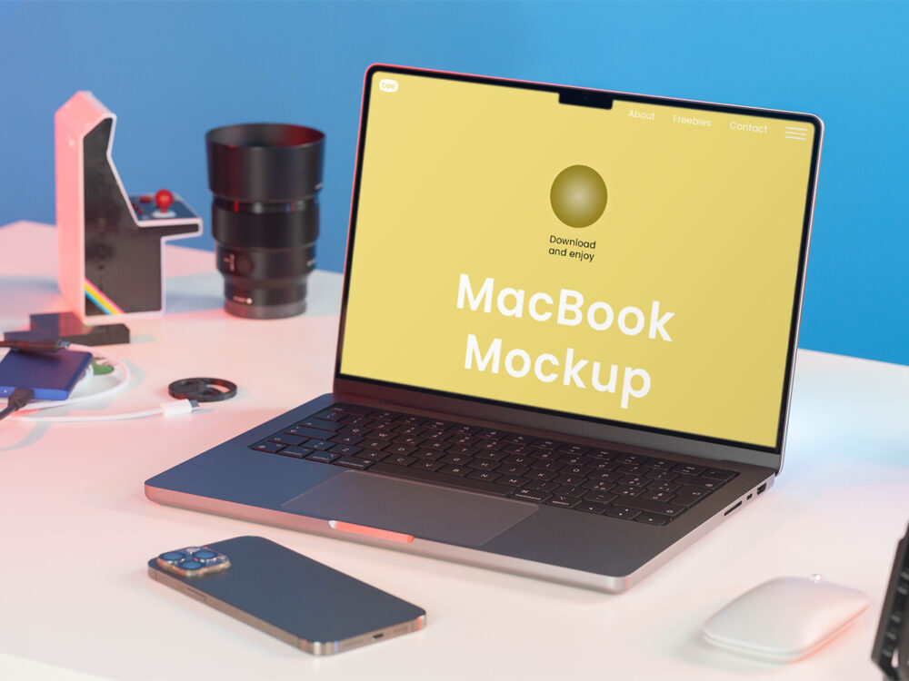 MacBook in Studio Free Mockup