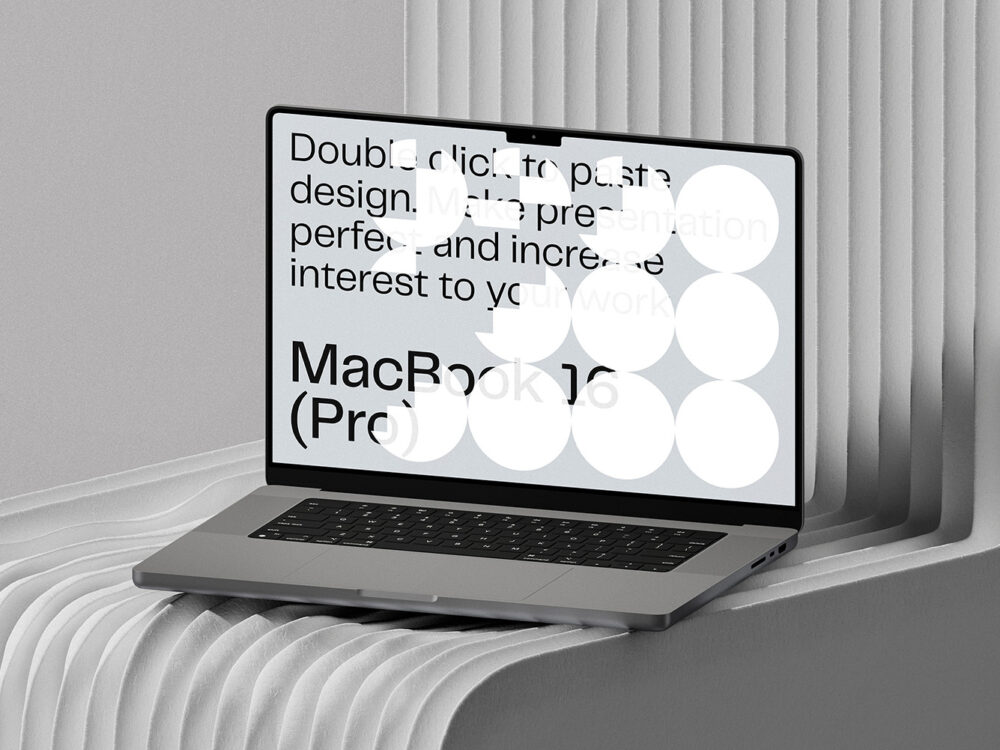 Macbook 16 Pro on Pinaplast Bench Free Mockup